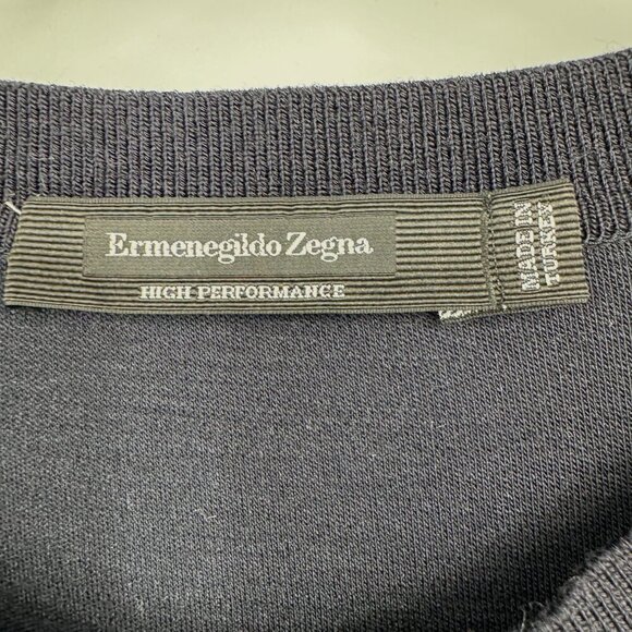 Ermenegildo Zegna Navy Blue Wool High Performance Crew Neck T-Shirt XL - Picture 2 of 10